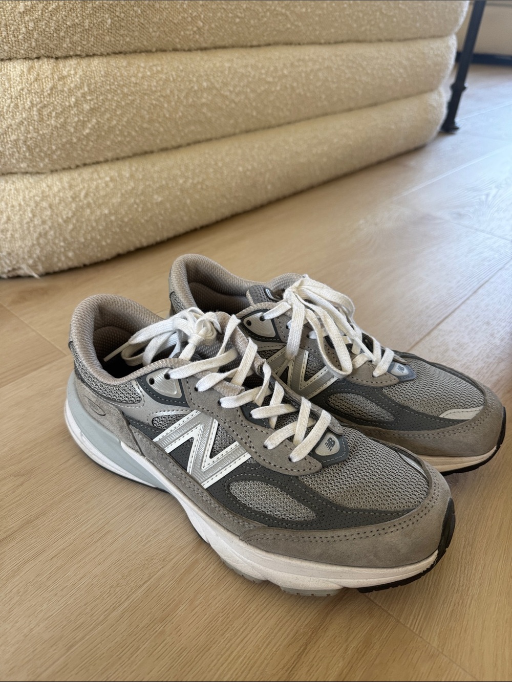 New Balance Gray Mesh & Suede Running Sneakers